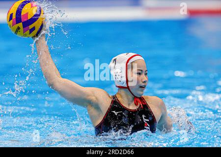 Fukuoka, Japan. 18. Juli 2023. FUKUOKA, JAPAN - 18. JULI: AI Sunabe von Japan während der Wasserpolo-Weltmeisterschaft 2023 Frauen zwischen Japan und Ungarn am 18. Juli 2023 in Fukuoka, Japan (Foto: Albert Ten Hove/Orange Pictures). Guthaben: Orange Pics BV/Alamy Live News Stockfoto
