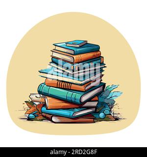Stapel von Büchern in flachem Stil isoliert auf weißem Hintergrund. Stapel von Büchern. Das Konzept des Lernens. Vektorabbildung. Stock Vektor