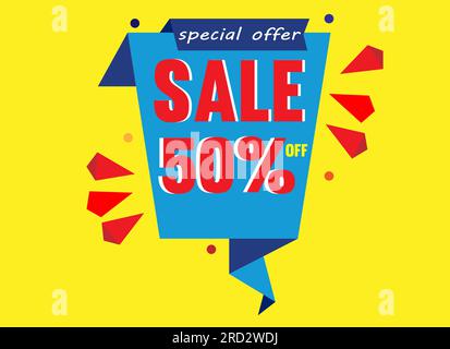 Banner Mit 50 % Rabatt Auf Sonderangebote. Preisschild Für Rabattangebot. Stock Vektor