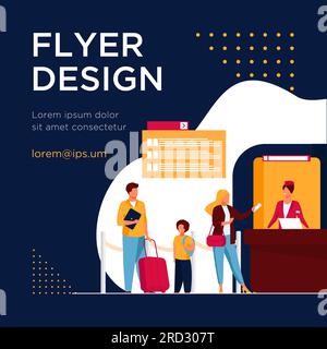 Leute, die am Flugregistrierungsschalter stehen Stock Vektor