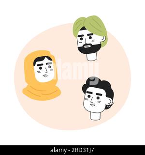 Multiraced semi Flat Vector characters Head Stock Vektor