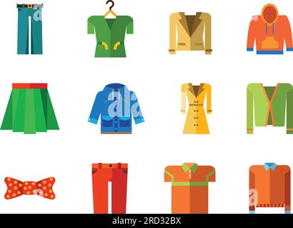 Kleidung Icon Set Stock Vektor