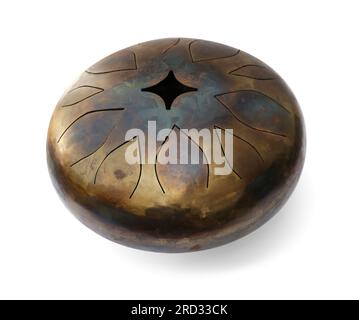 Stahldeichsel isoliert auf weiß. Musikinstrument Stockfoto