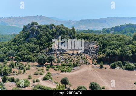 Mugla, Türkei - 19. Juli 2023: Theater in der antiken Stadt Pinara Stockfoto