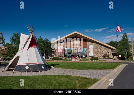 Blick von außen auf Buffalo Bill Center of the West, Cody, Wyoming, Vereinigte Staaten von Amerika Stockfoto