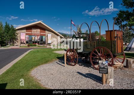 Blick von außen auf Buffalo Bill Center of the West, Cody, Wyoming, Vereinigte Staaten von Amerika Stockfoto