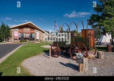 Blick von außen auf Buffalo Bill Center of the West, Cody, Wyoming, Vereinigte Staaten von Amerika Stockfoto