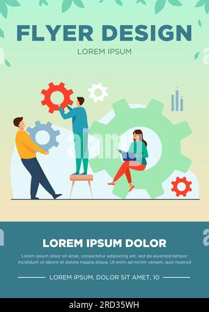 Business-Team, das gemeinsam an Zahnradmechanik arbeitet Stock Vektor