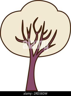 Symbol für weißen Strukturbaum des Vektors. Vektor-Cartoon-Baum mit weißen Blättern. Stock Vektor