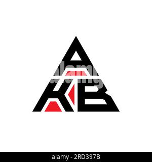 AKB-Logo mit Dreiecksbuchstaben und Dreiecksform. AKB-Dreieck-Logo-Monogramm. AKB-dreieckige Vektor-Logo-Vorlage mit roter Farbe. AKB Triangul Stock Vektor