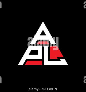 APL-Logo mit Dreiecksbuchstaben und Dreiecksform. APL-Dreieck-Logo-Monogramm. Vorlage für APL-Dreieck-Vektor-Logo in roter Farbe. APL Triangul Stock Vektor