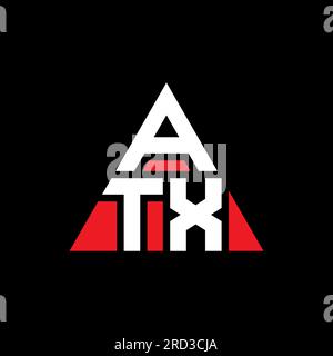 Logo mit ATX-Dreiecksbuchstaben und Dreiecksform. Monogramm mit ATX-Dreieck-Logo. ATX-dreieckige Vektorvorlage mit roter Farbe. ATX Triangul Stock Vektor