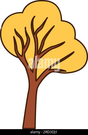 Vektor abgelöste Baumlinde mit gelben Blättern. Vektorsymbol für Herbst und getrocknete Blätter. Stock Vektor