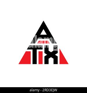 Logo mit ATX-Dreiecksbuchstaben und Dreiecksform. Monogramm mit ATX-Dreieck-Logo. ATX-dreieckige Vektorvorlage mit roter Farbe. ATX Triangul Stock Vektor