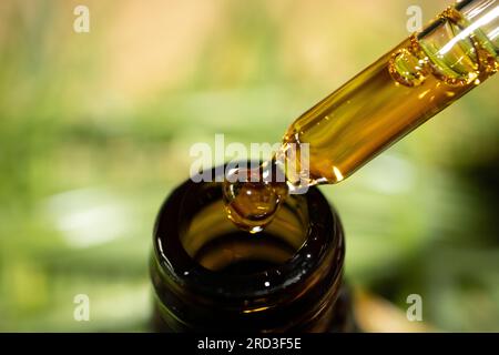 Natürliches CBD-Öl: Kräuterentlastung für Wellness- und Stressmanagement Stockfoto