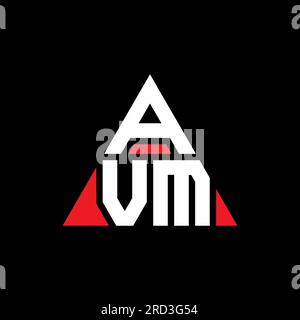 AVM-Logo mit Dreiecksbuchstaben und Dreiecksform. Monogramm mit AVM-Dreieck-Logo. AVM-dreieckige Vektorvorlage mit roter Farbe. AVM Triangul Stock Vektor