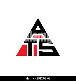 ATS-Logo mit dreieckigem Buchstaben in Dreiecksform. Monogramm mit ATS-Dreieck-Logo. ATS-dreieckige Vektorvorlage mit roter Farbe. ATS Triangul Stock Vektor