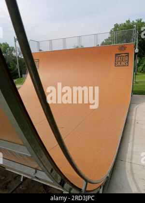 Lawrence, Kansas - 17. Juli 2023: Centennial Skate Park auf der ROCKLEDGE Road in Lawrence, KS Stockfoto