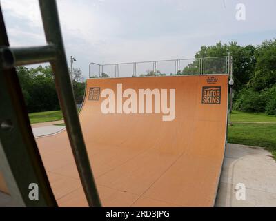 Lawrence, Kansas - 17. Juli 2023: Centennial Skate Park auf der ROCKLEDGE Road in Lawrence, KS Stockfoto
