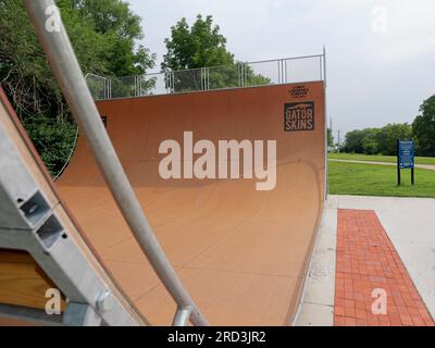 Lawrence, Kansas - 17. Juli 2023: Centennial Skate Park auf der ROCKLEDGE Road in Lawrence, KS Stockfoto