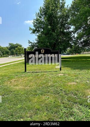 Lawrence, Kansas - 17. Juli 2023: Skatepark im Deerfield Park in Lawrence, KS Stockfoto
