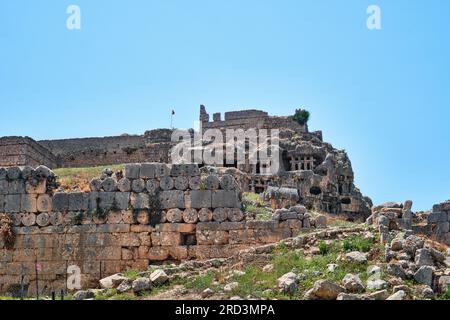 Antalya, Türkei - 18. Juli 2023: Ein Blick von der antiken Stadt Tlos Stockfoto