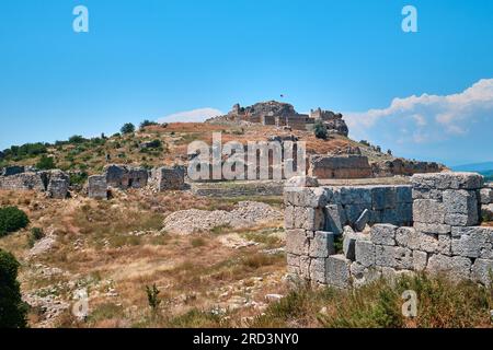 Antalya, Türkei - 18. Juli 2023: Ein Blick von der antiken Stadt Tlos Stockfoto