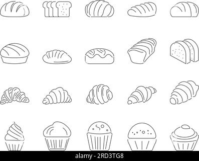 Bäckerei-Icons-Set. Bearbeitbare Kontur. Vektorsammlung Für Einfache Symbole Stock Vektor