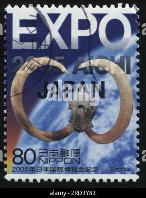 RUSSLAND KALININGRAD, 18. MÄRZ 2016: Von Japan gedruckter Stempel zeigt Mammut, ca. 2005 Stockfoto