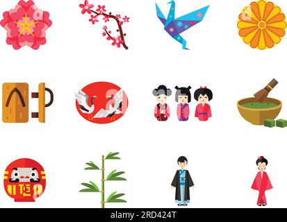 Japanische Symbolgruppe Stock Vektor