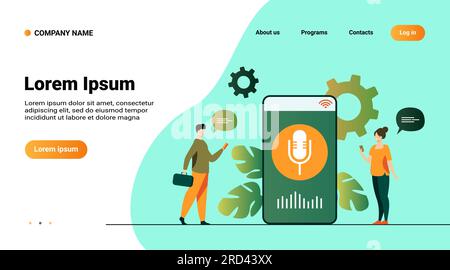 Personen, die die Sprachassistenten-App auf dem Smartphone verwenden Stock Vektor