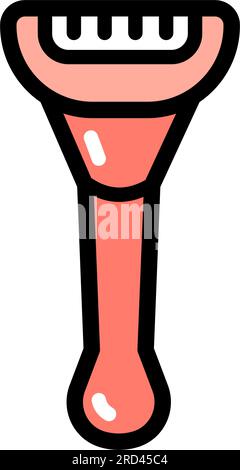 Symbol für Rasierrasierer in flacher Farbe. Rasierer mit Vektordarstellung auf weißem Hintergrund. Vektorliniensymbol für die Rasur. Stock Vektor