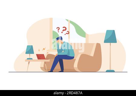 Mann, der ein Notebook für Videoanrufe verwendet Stock Vektor