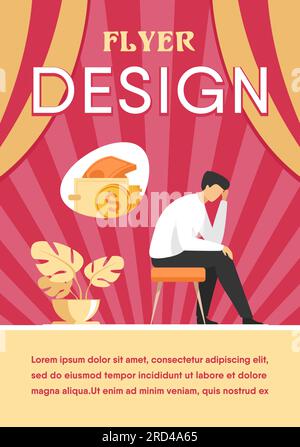 Deprimierter, trauriger Mann, der über finanzielle Probleme nachdenkt Stock Vektor