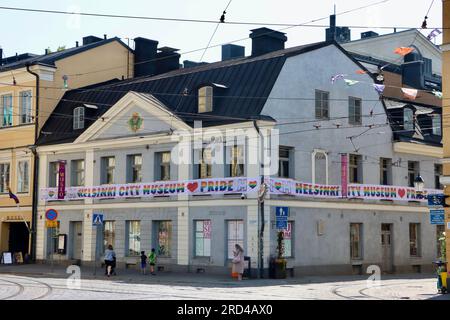 Helsinki City Museum, Helsingin kaupunginmuseo, in den ältesten Häuserblocks der Stadt gegenüber vom Senaatintori Platz im Zentrum von Helsinki Stockfoto