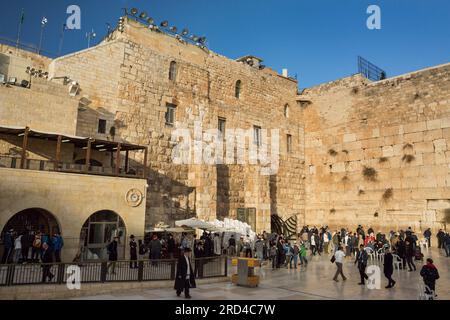 Männer Gebetsbereich der Westmauer in der Altstadt von Jerusalem Stockfoto