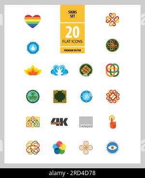 Flache Symbole für Zeichen eingestellt Stock Vektor