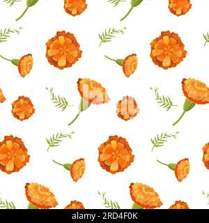 Muster nahtlos Marigold Samt Knospen Blüten am Tag der Toten. Vektordarstellung mexikanisch Stock Vektor