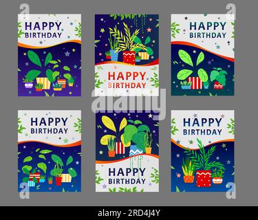 Alles gute zum Geburtstag Grußkarten Design-Set Stock Vektor