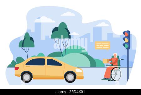 Ältere behinderte Frau, die um Spende bittet Stock Vektor