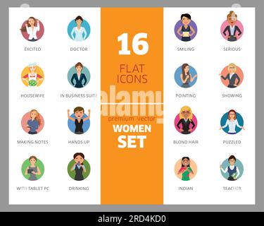 Frauen-Icons-Set Stock Vektor