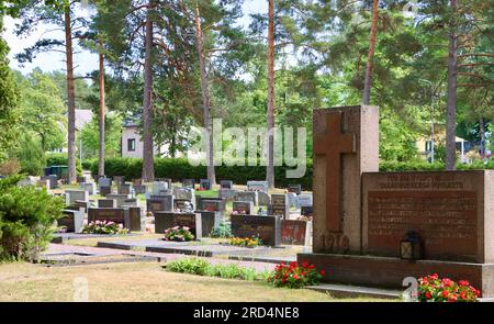 Der Lutherische Friedhof in Karjaa/Karis in der Region Uusimaa in Südfinnland Stockfoto