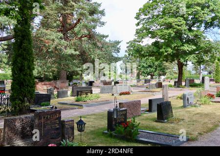 Der Lutherische Friedhof in Karjaa/Karis in der Region Uusimaa in Südfinnland Stockfoto