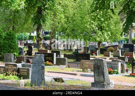 Der Lutherische Friedhof in Karjaa/Karis in der Region Uusimaa in Südfinnland Stockfoto