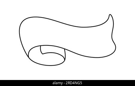 Schwarzes Monolin-Band. Symbol "Linienbanner", Web-Designelement. Handgezeichnete Vektordarstellung. Platz für Ihre SMS für geschäftliche Zwecke, Grußkarte und Stock Vektor