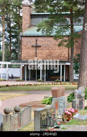 Kapelle und Friedhof in Karjaa/Karis in der Region Uusimaa in Südfinnland Stockfoto