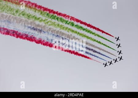 Royal International Air Tattoo, RAF Fairford, 16. Juli 2023. Fursan Al Emarat vom United Arab Emerates Air Force Aerobatic Team. Stockfoto