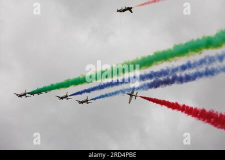 Royal International Air Tattoo, RAF Fairford, 16. Juli 2023. Fursan Al Emarat vom United Arab Emerates Air Force Aerobatic Team. Stockfoto