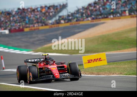 Silverstone, Großbritannien - Freitag, 7. Juli 2023 - FORMEL 1 ARAMCO GRAND PRIX 2023 - Carlos Sainz (Spanien) - Scuderia Ferrari Stockfoto