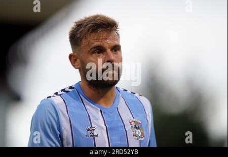 Matthew Godden von Coventry City während des Vorsaison-Freundschaftsspiels im New Lawn Stadium, Nailsworth. Bilddatum: Dienstag, 18. Juli 2023. Stockfoto